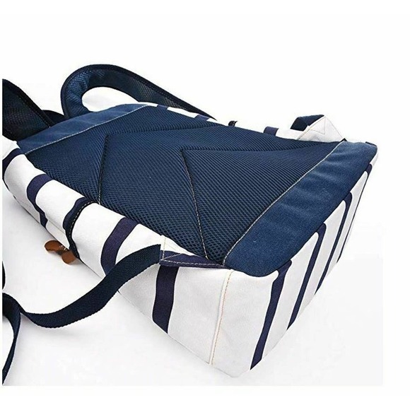 DGY Canvas Laptop Backpack WHITE BLUE STRIPE FITS 14" LAPTOP - Picture 4 of 6